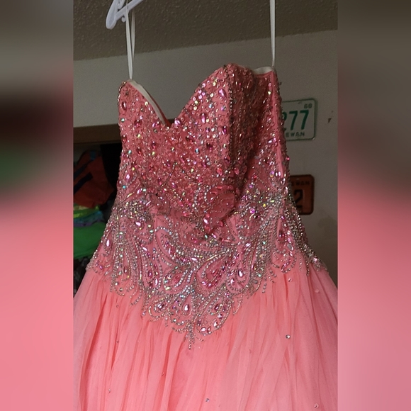 Strapless Salmon Graduation Gown - Picture 4 of 4